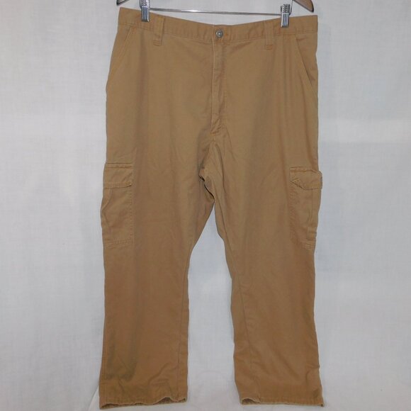 WRANGLER Fleece Lined Tan Cargo Pant Mens 36" x 29" ** READ - Picture 1 of 9